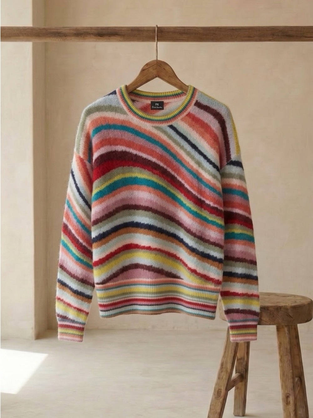 NEW Paul Smith Multicolor Wave Stripe Crewneck Sweater